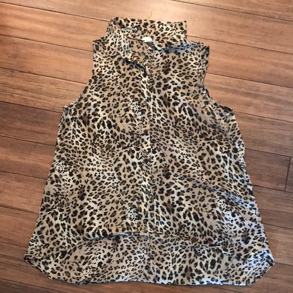 Cheetah print button up blouse